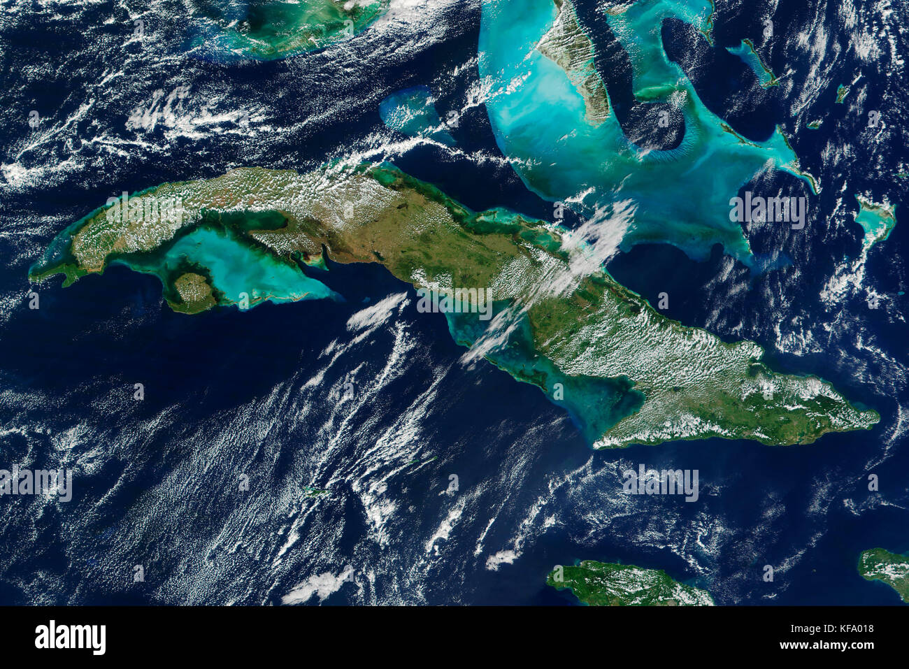 Cuba as viewed from space Stock Photo