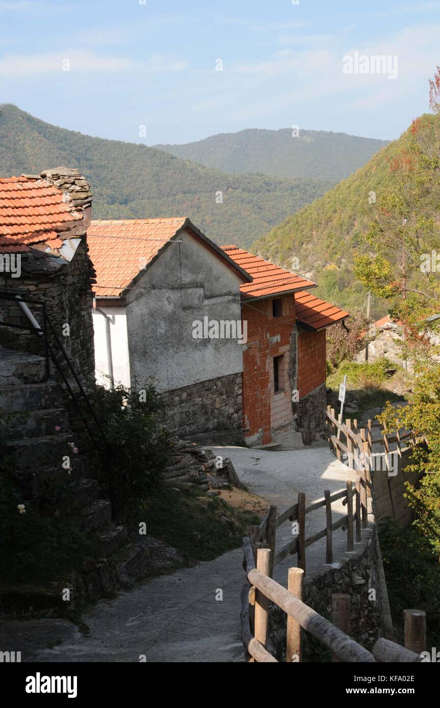The Italian village of Connio, Carrega Ligure, Piedmont, Italy Stock