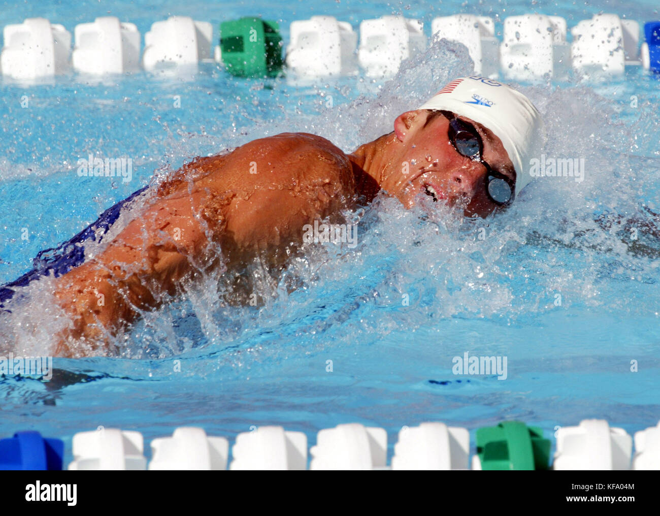 US swimmer Michael Phelps winning the 200 meter freestyle finals in a time of 1:46.27 at the U.S. Olympic Swimming Trials in Long Beach, California on 09 July 2004. Photo by Francis Specker Stock Photo