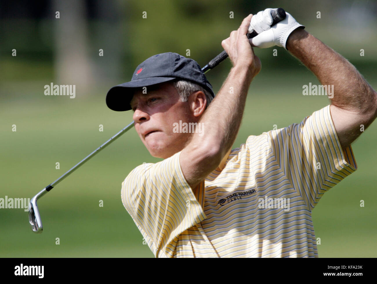 Ben Crenshaw watches his shot from the fifth fairway during the Stock ...