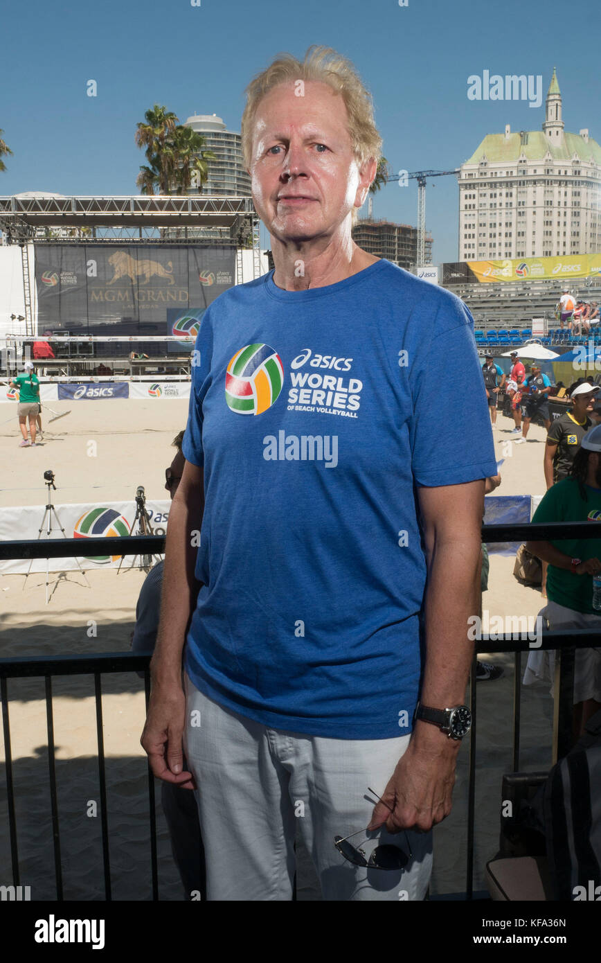 Kevin Wulff, the CEO of Asics America Corp., poses for photos during media  day at the ASICS World Series of Beach Volleyball on August 18, 2015 in  Long Beach, California. Photo by
