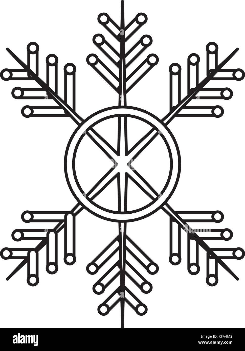 flat line snowflake over white background vector illustration Stock ...