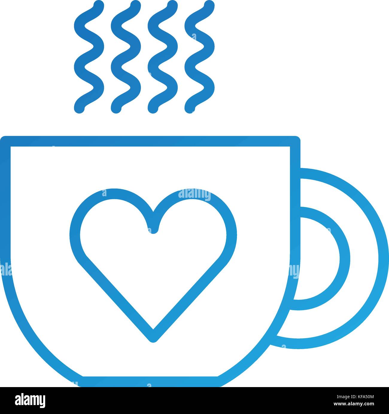 cup of coffee tea hot with heart icon on white background Stock Vector ...
