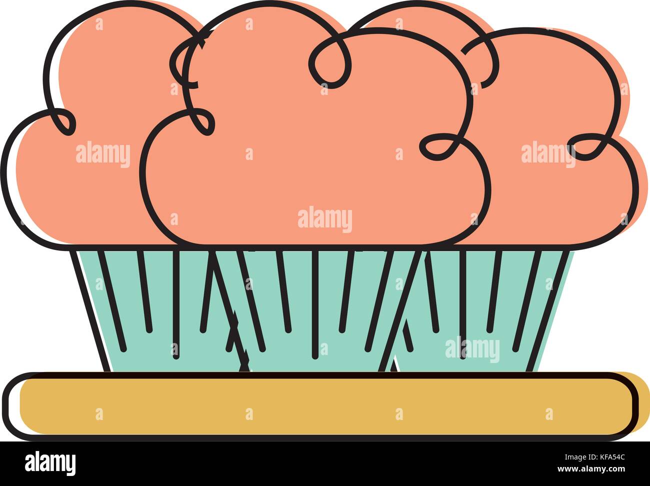 birthday three cupcake on the plate serving party dessert Stock Vector