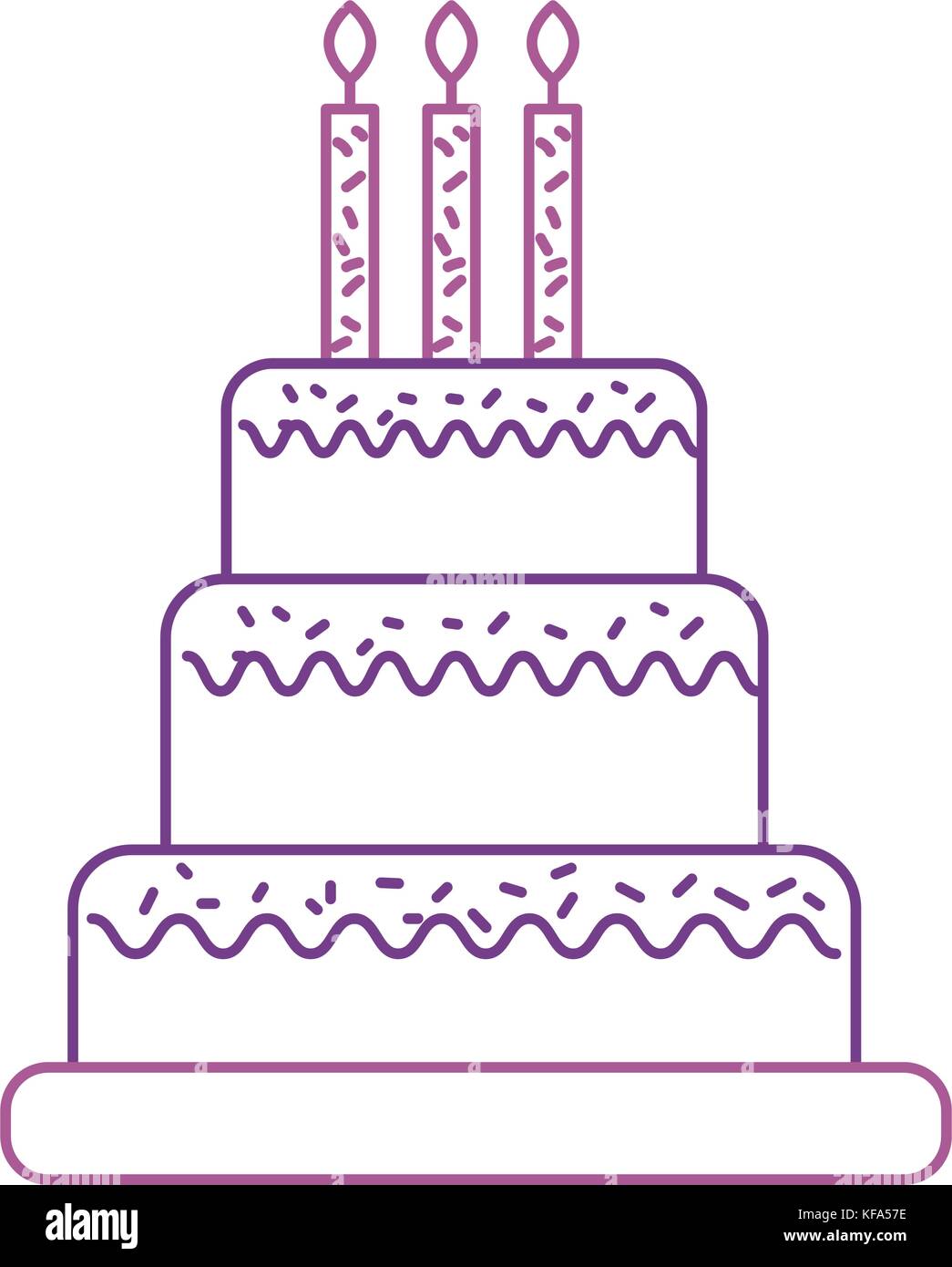 birthday cake with candles burning sweet delicious Stock Vector Image ...