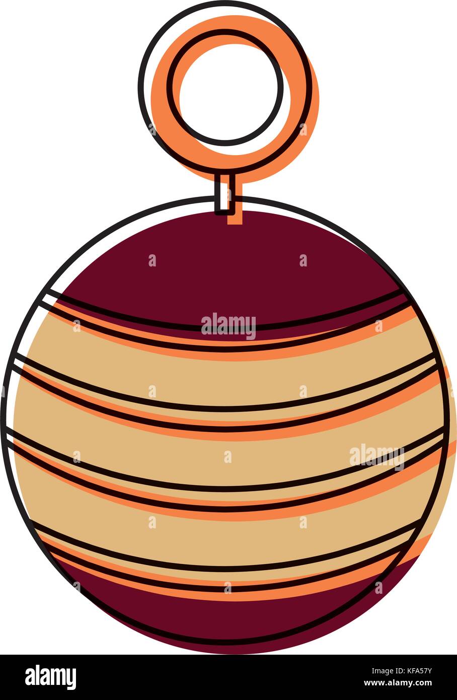 flat line colored christmas ball over white background vector ...