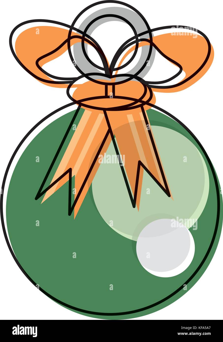 flat line colored christmas ball over white background vector ...