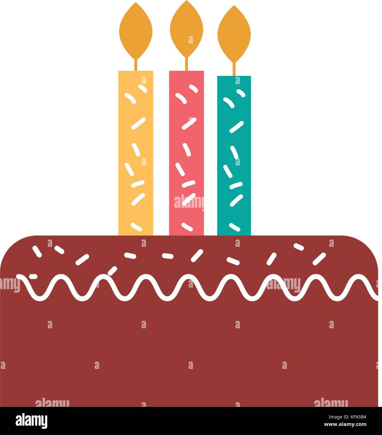 birthday cake with three candles celebration event Stock Vector Image