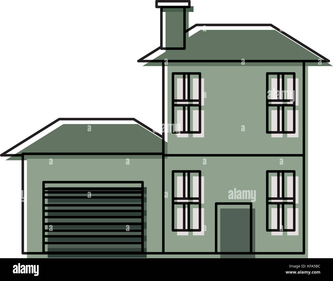 flat line colored building over white background vector illustration ...