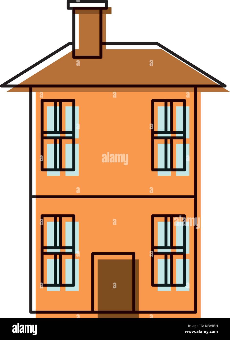 flat line colored building over white background vector illustration ...