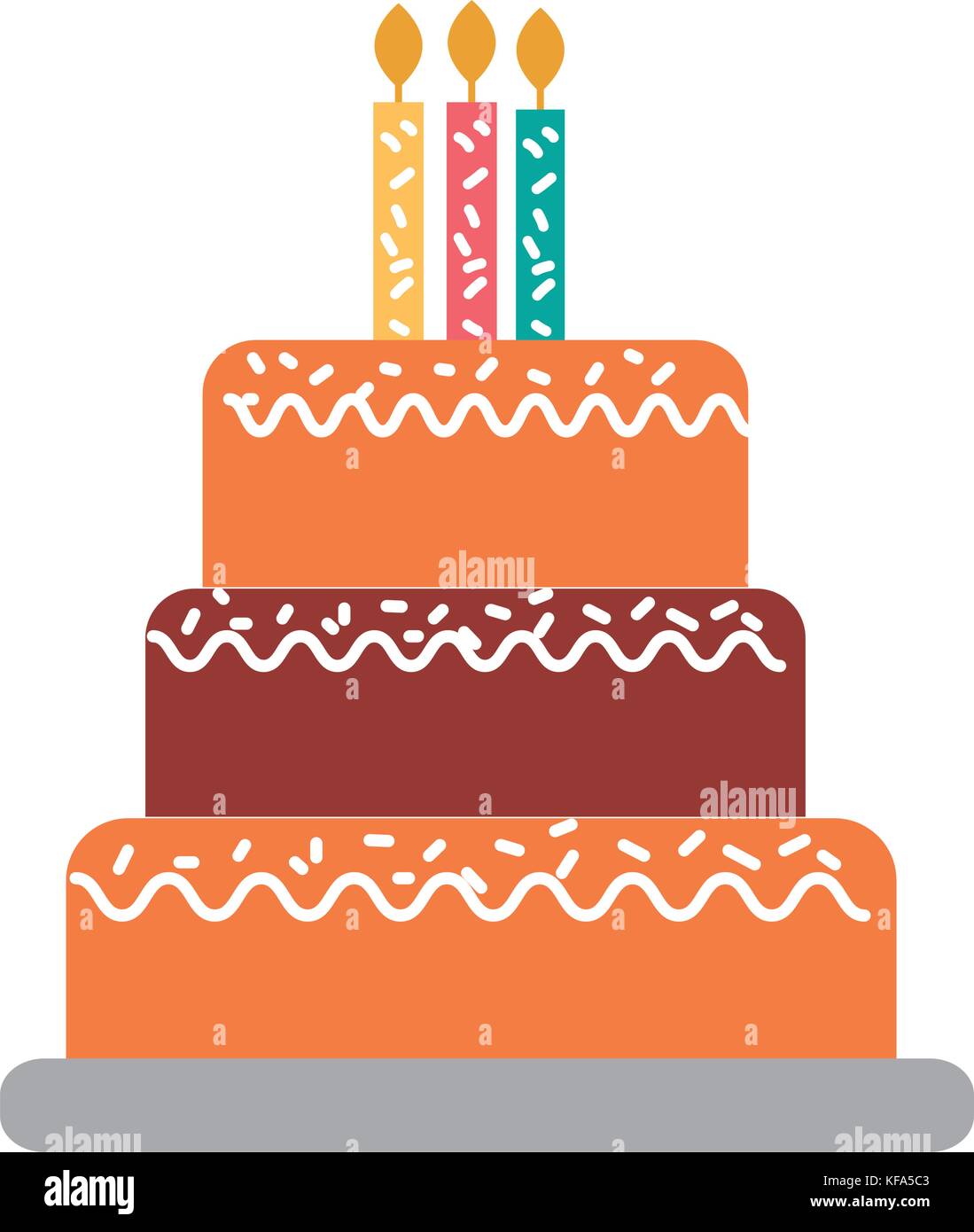 birthday cake with candles burning sweet delicious Stock Vector Image ...