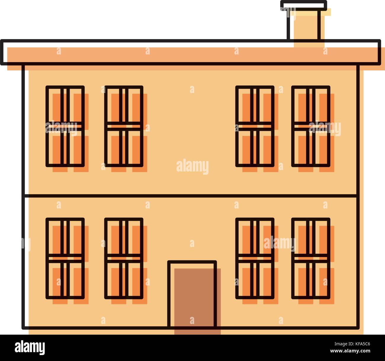 flat line colored building over white background vector illustration ...