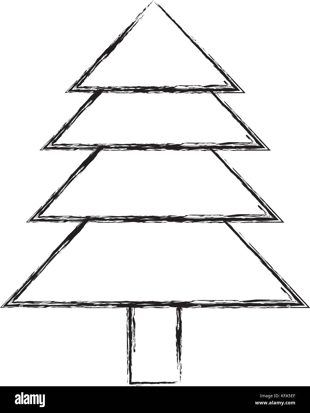 flat line uncolored christmas tree over white background vector illustration Stock Vector Image 