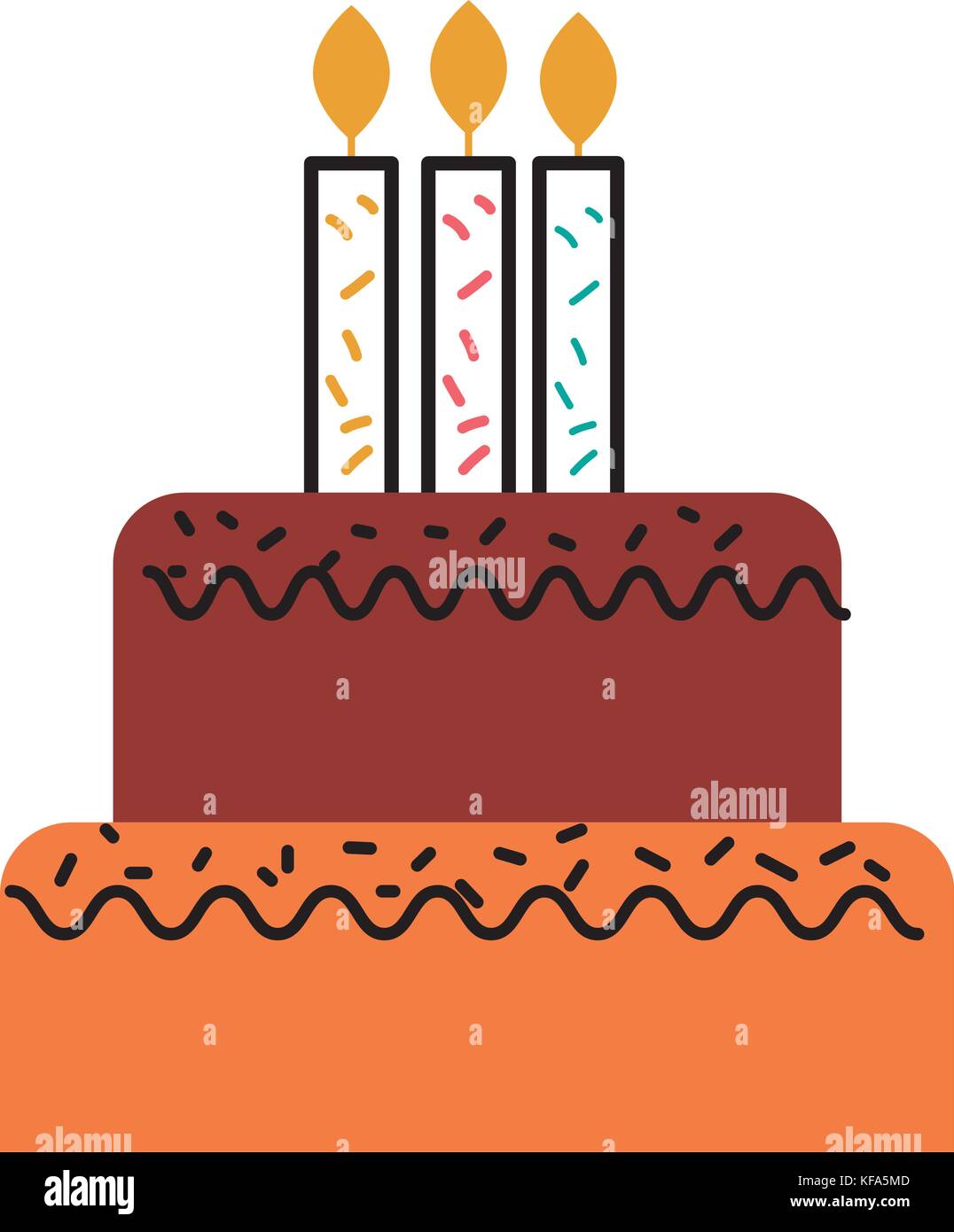 birthday cake with candles burning sweet delicious Stock Vector Image ...