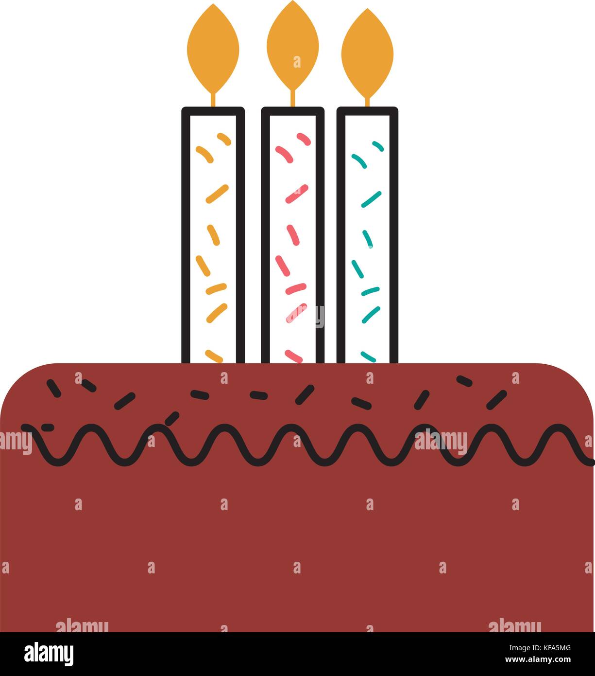 birthday cake with three candles celebration event Stock Vector Image ...