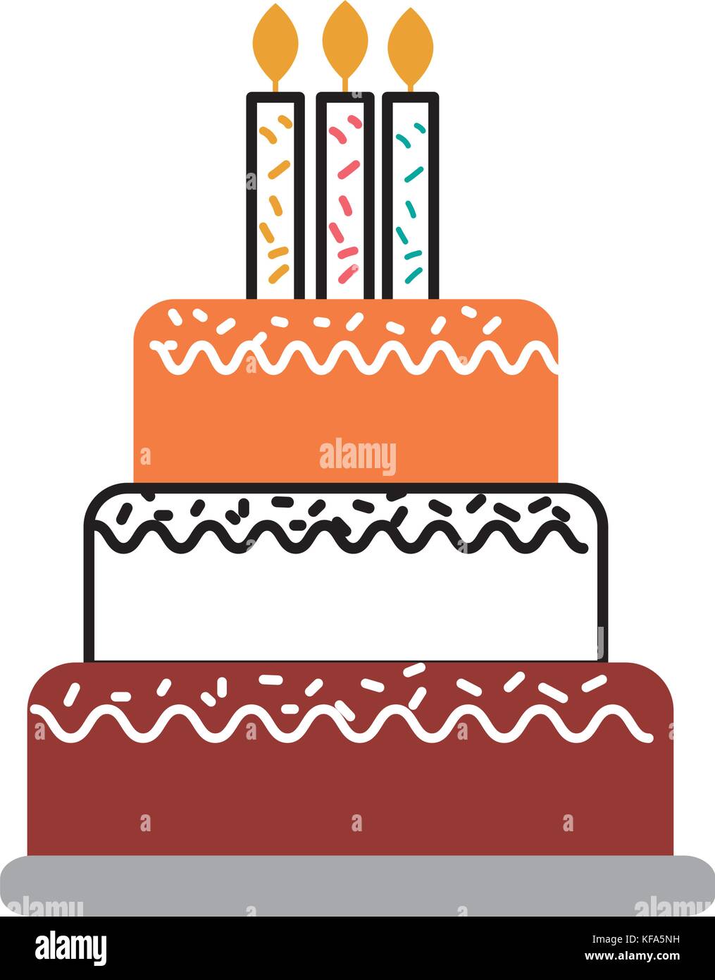 birthday cake with candles burning sweet delicious Stock Vector Image ...