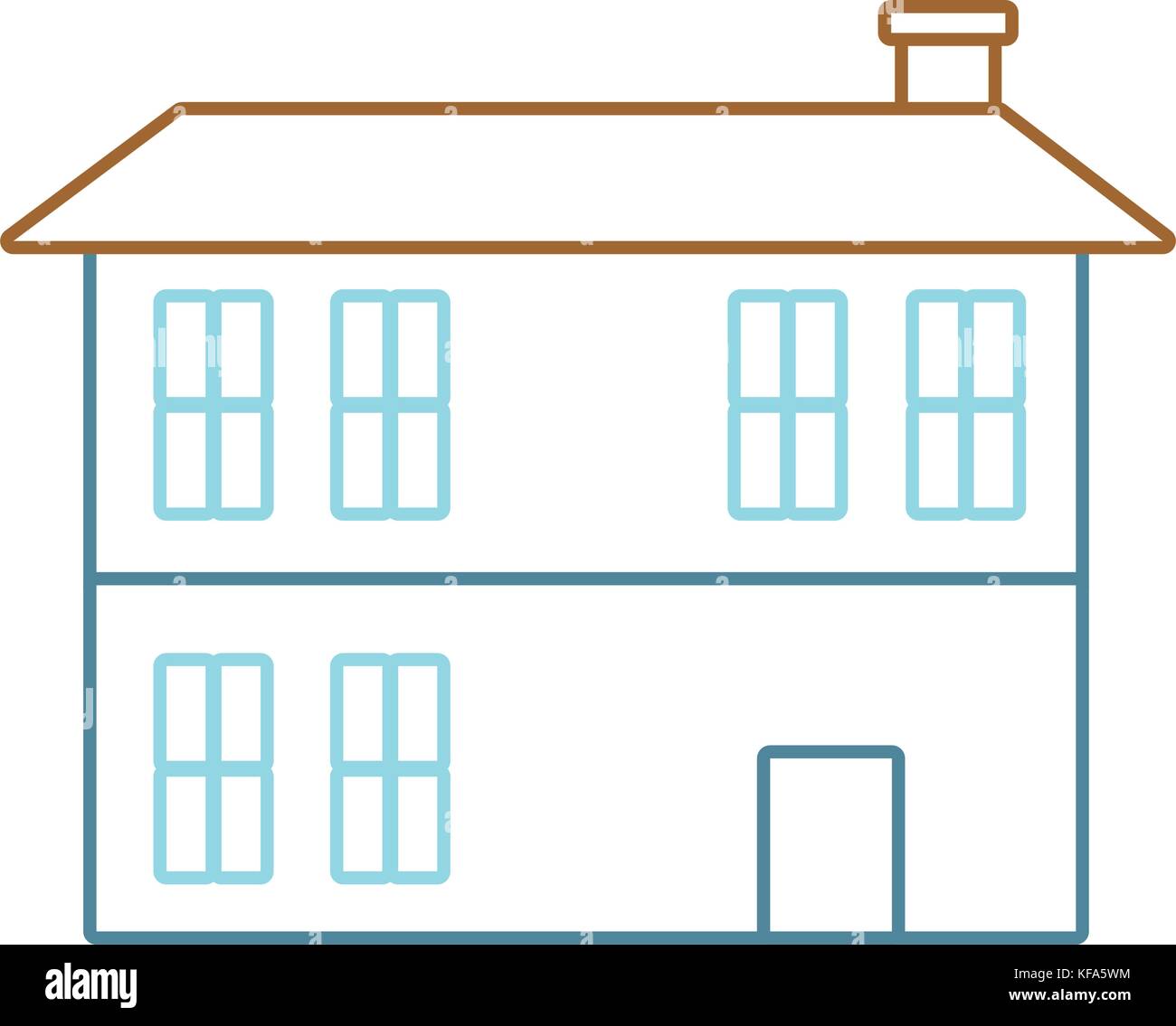 flat line colored house over white background vector illustration Stock ...