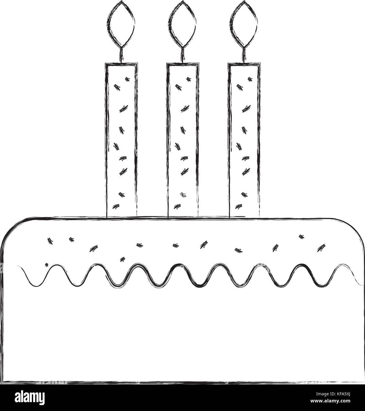 birthday cake with three candles celebration event Stock Vector Image