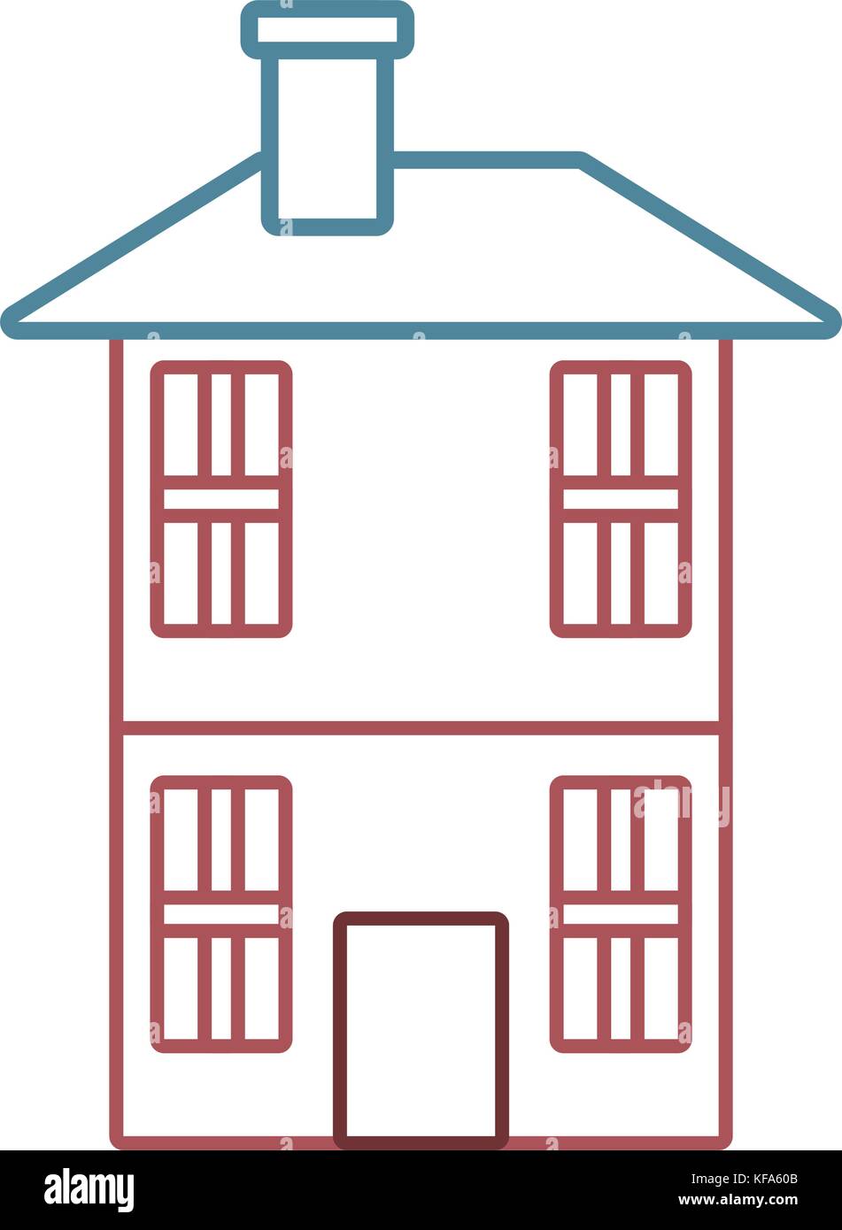 flat line colored building over white background vector illustration ...