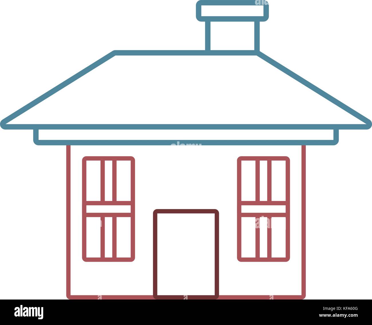 flat line colored house over white background vector illustration Stock ...
