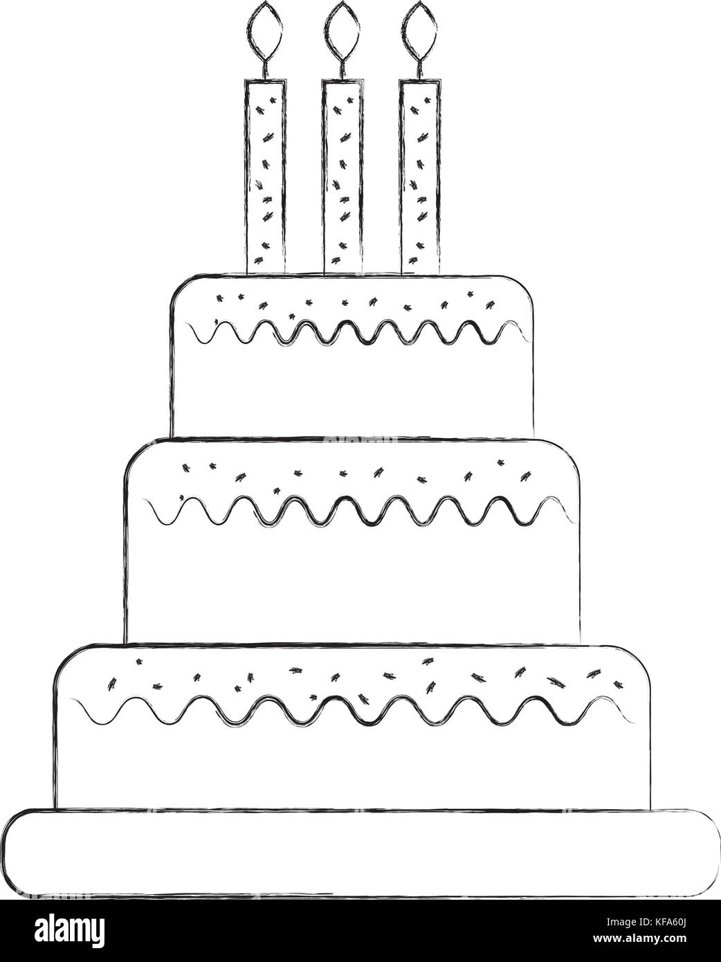 birthday cake with candles burning sweet delicious Stock Vector Image ...
