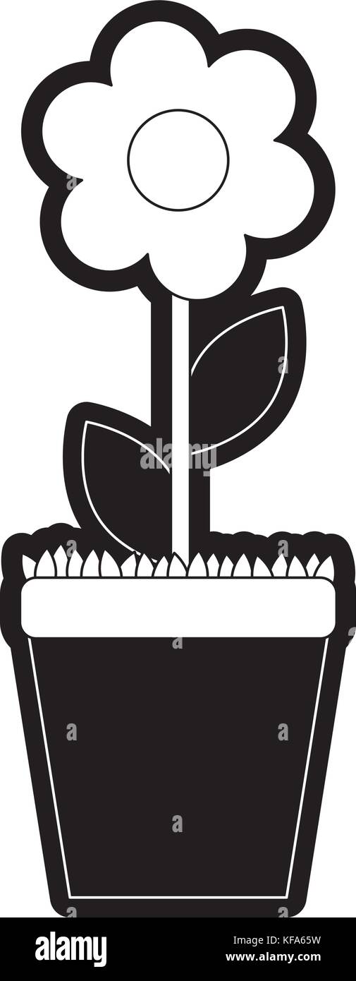 beautiful flower in a pot icon over white background vector ...