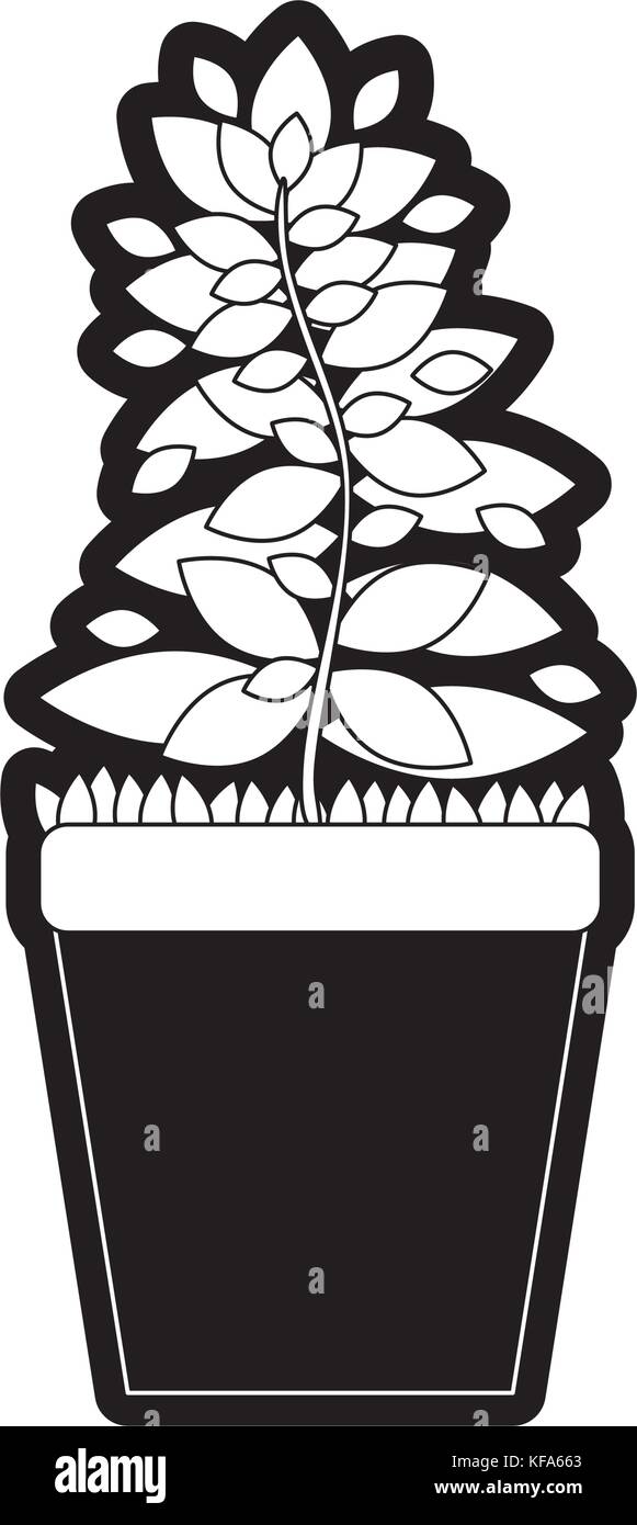 beautiful flower in a pot icon over white background vector ...