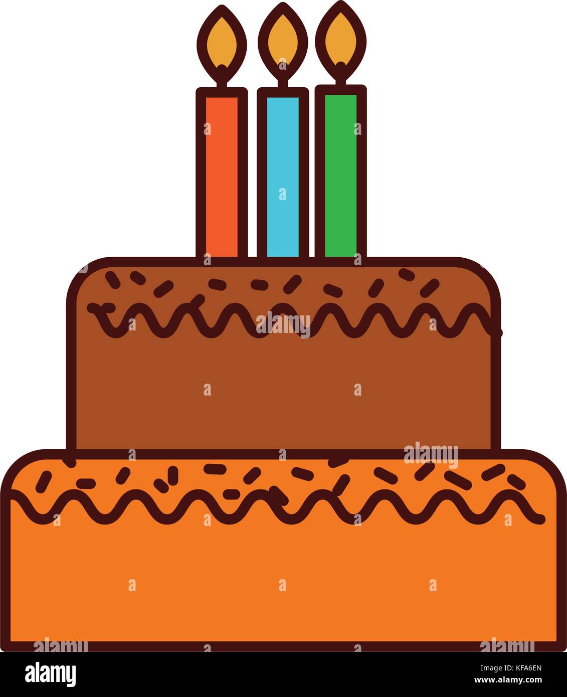 birthday cake with candles burning sweet delicious Stock Vector Image ...