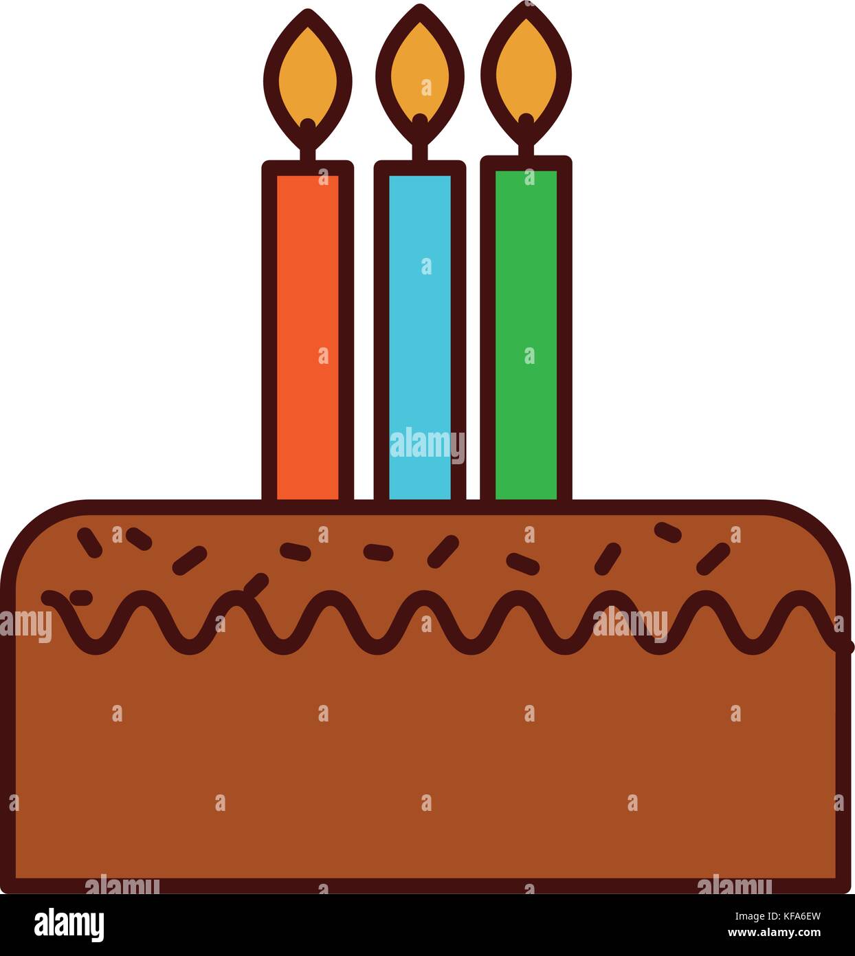 birthday cake with three candles celebration event Stock Vector Image ...