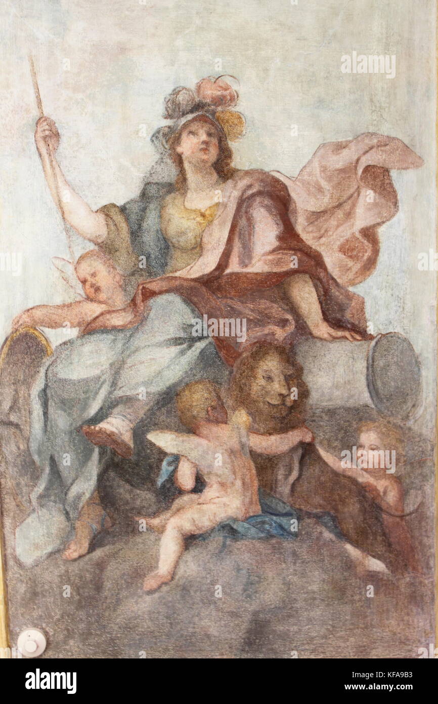 Fresco with Athena painting Stock Photo