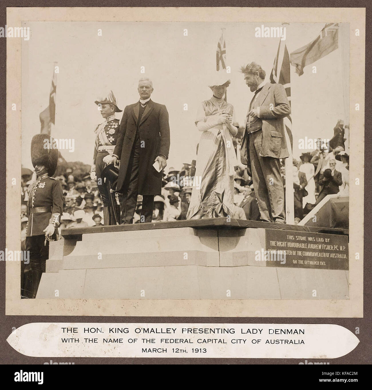 Aussie pm Andrew Fisher cropped from naming of Canberra Stock Photo Alamy