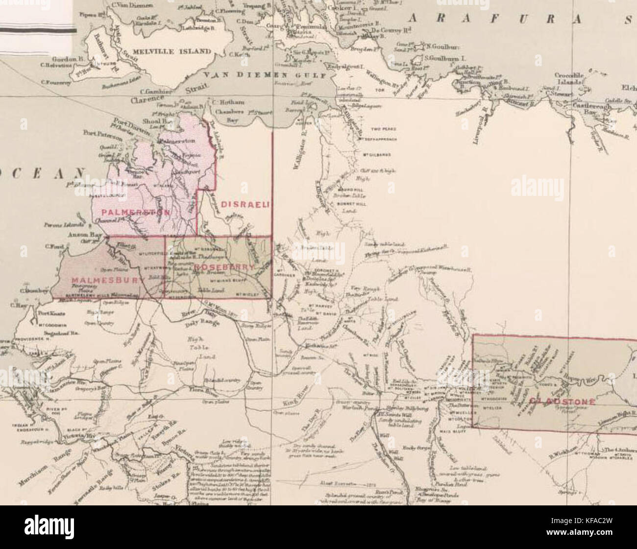 Northern Territory counties 1886 Stock Photo Alamy