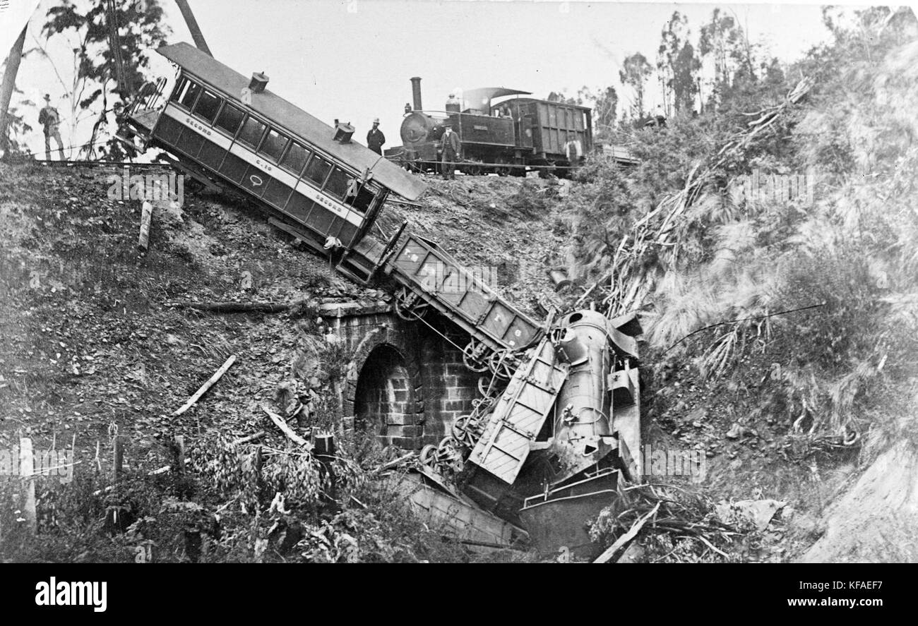Accident on T.M.L. Railway at Coal Mine Bend between Colebrook and Rhyndaston on 24 April 1877 Stock Photo