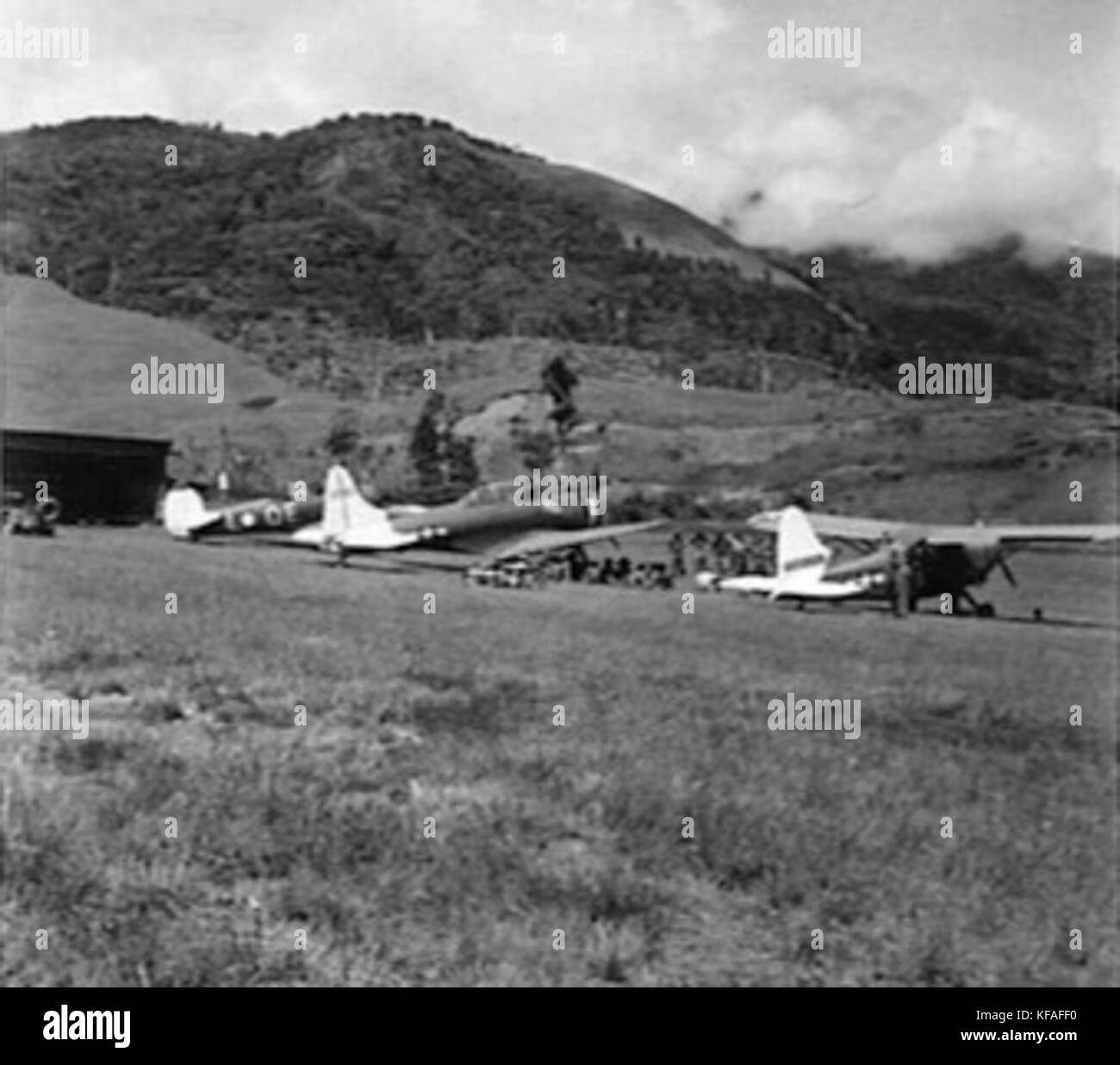 Aircraft at Wau airfield New Guinea 1944 Stock Photo