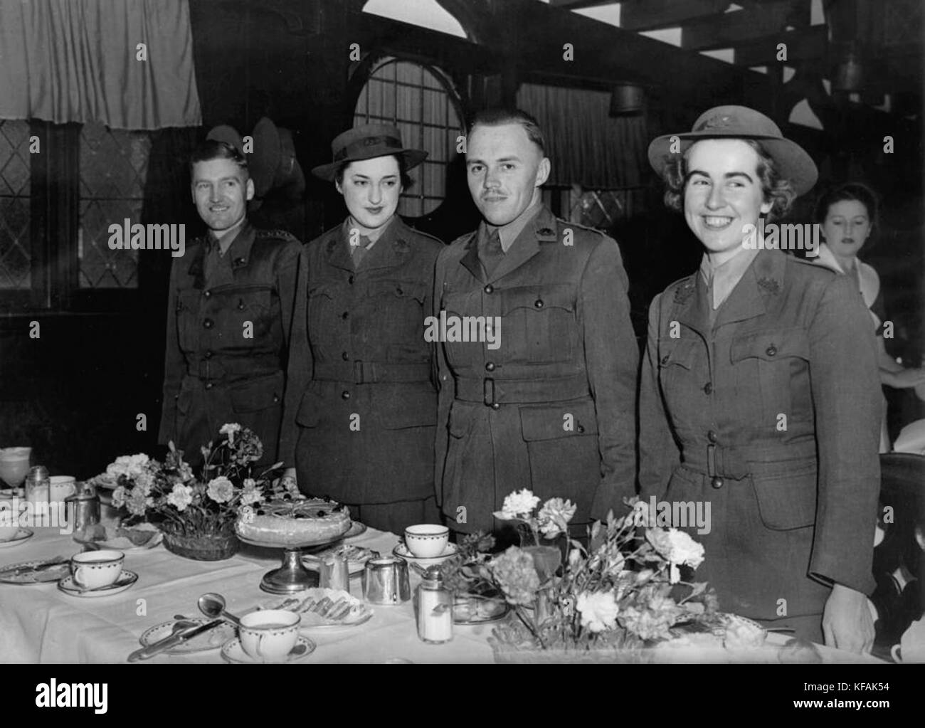 1 132291 Bridal party celebrating their wedding during World War II