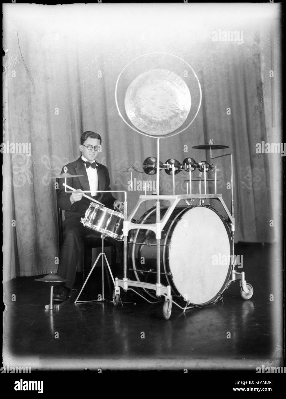 Dance band drummer at Mark Foy's Empress Ballroom from The Powerhouse Museum Stock Photo