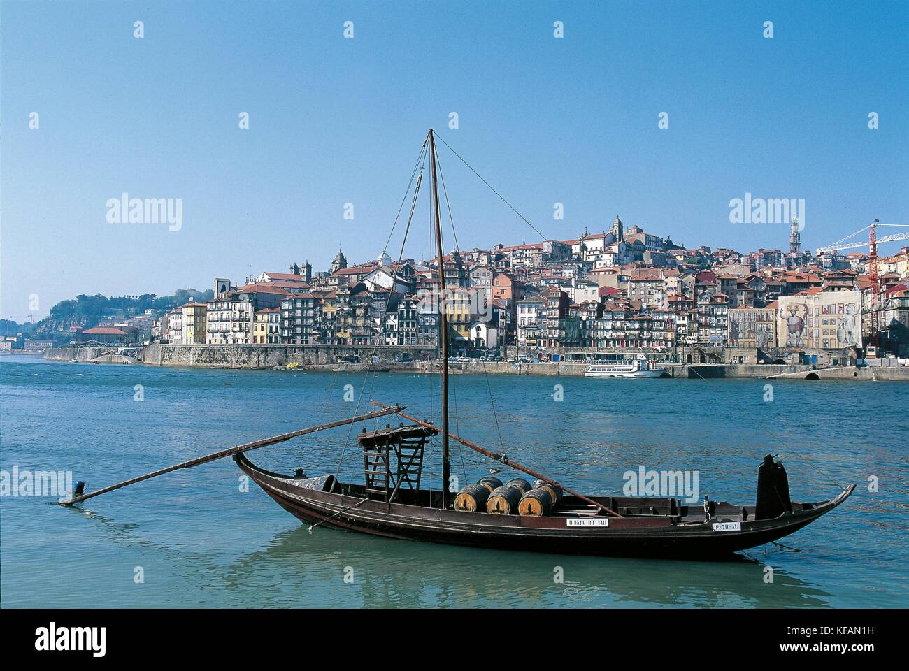 Portugal, Oporto (UNESCO World Heritage List, 1996). A 'Barco rabelo ...