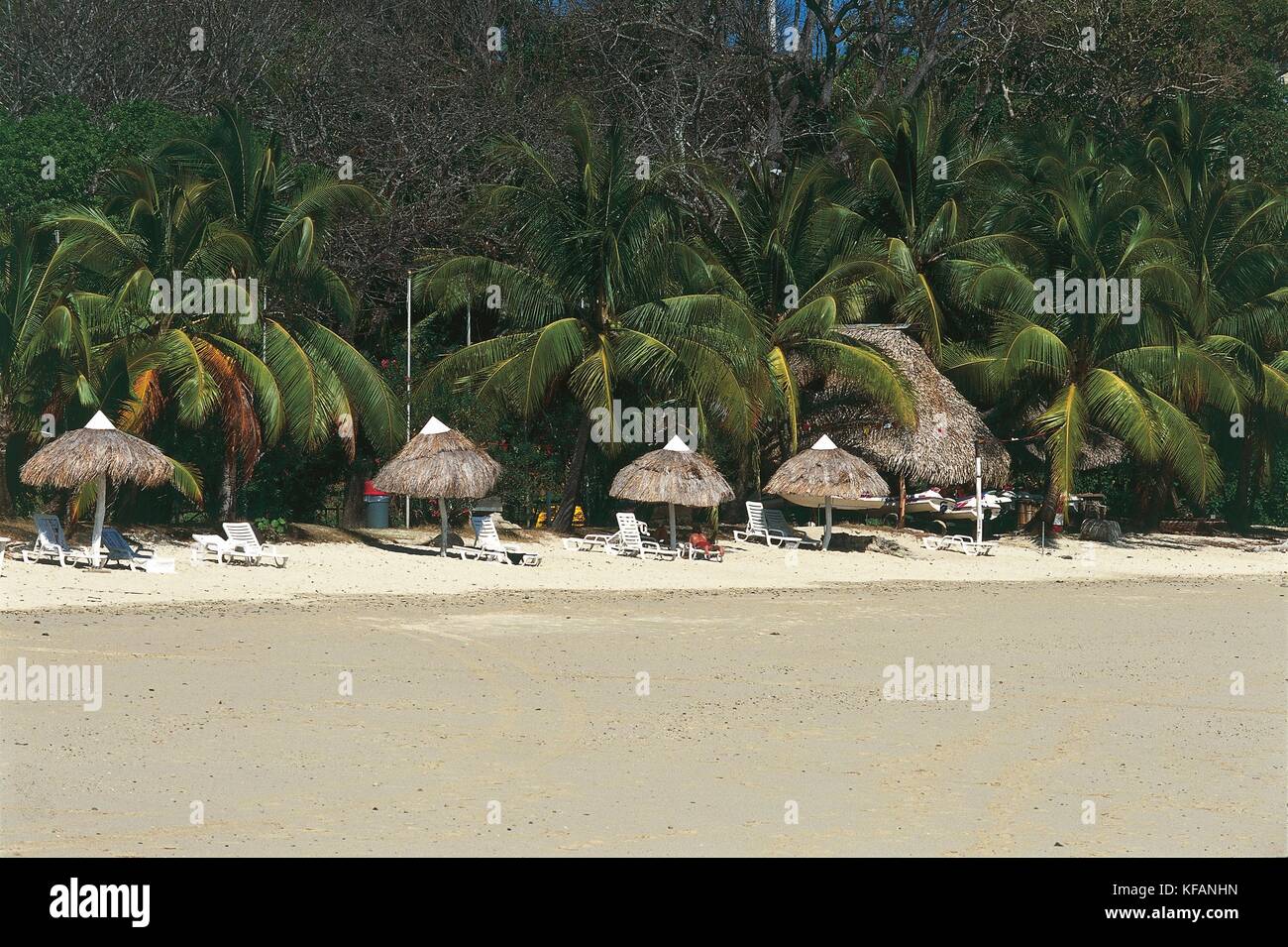 Lounge chairs on the beach, Contadora Island, Panama Stock Photo
