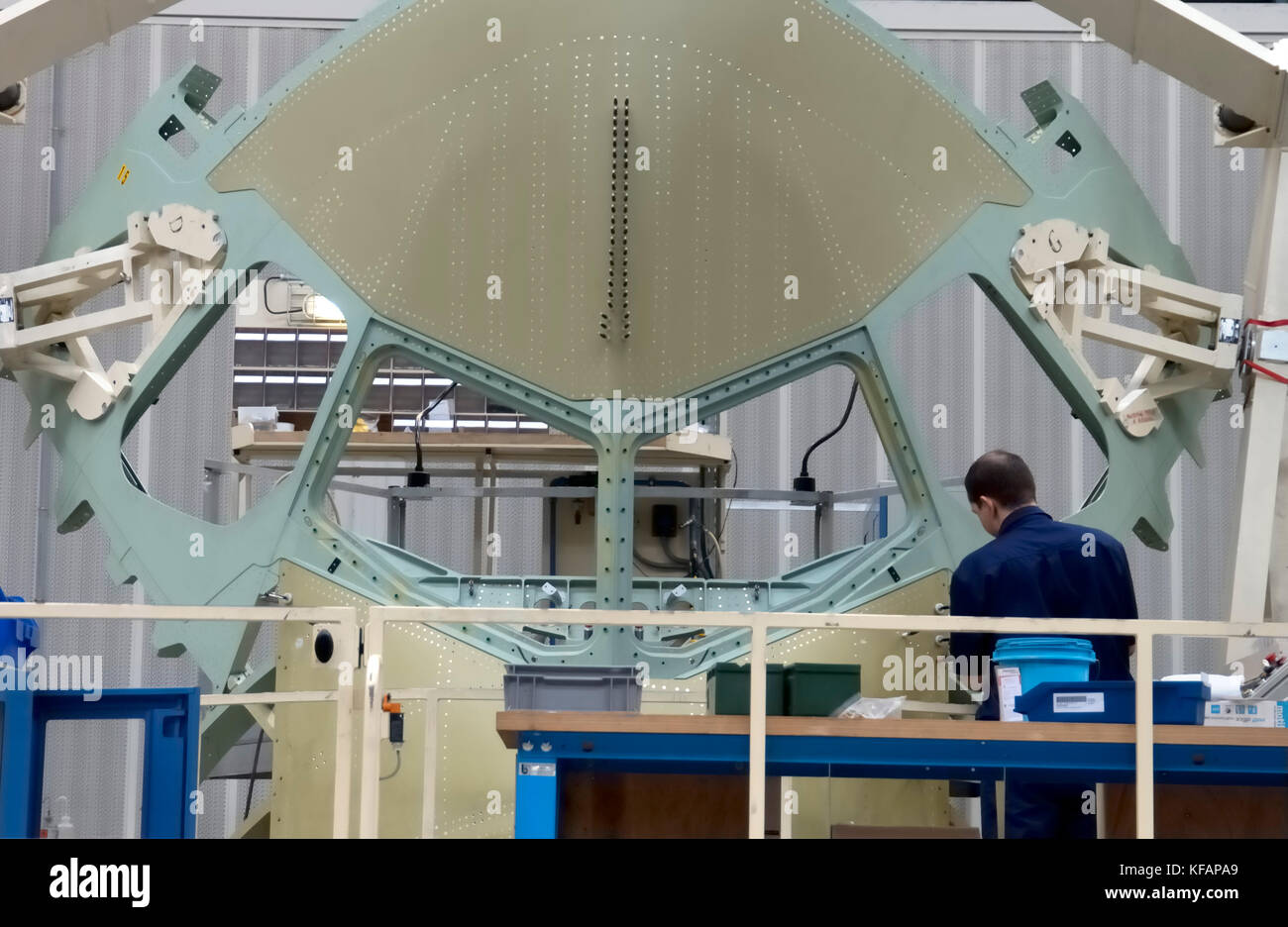 Airbus forward fuselage production in the Meaulte Airbus Factory in France Stock Photo