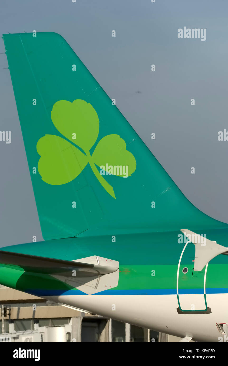 tail with shamrock logo and winglet Stock Photo