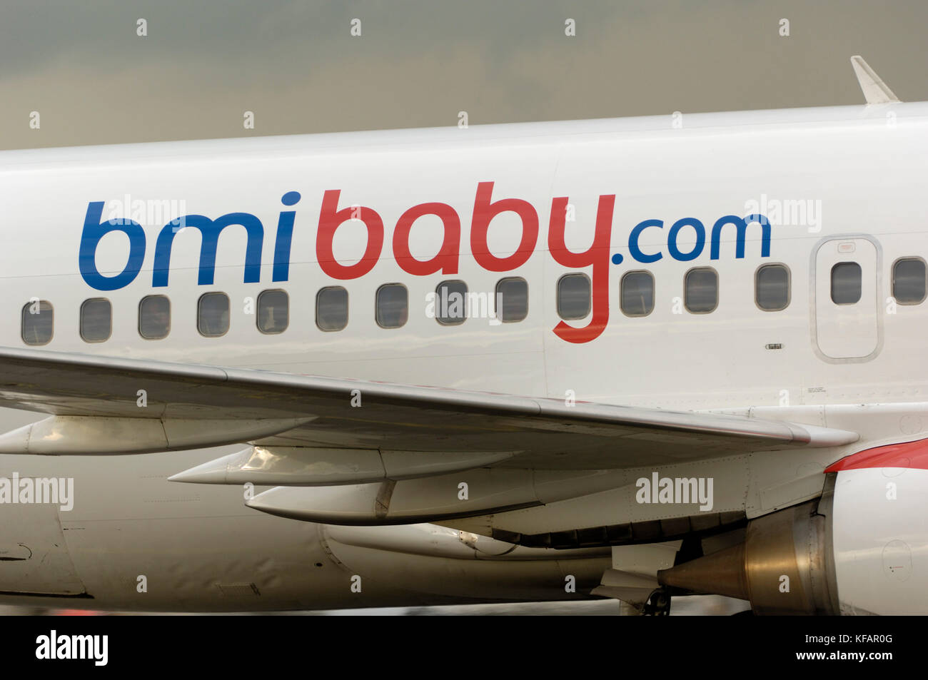 fuselage and wing of a BMI Baby, UK Boeing 737-3Q8 Stock Photo