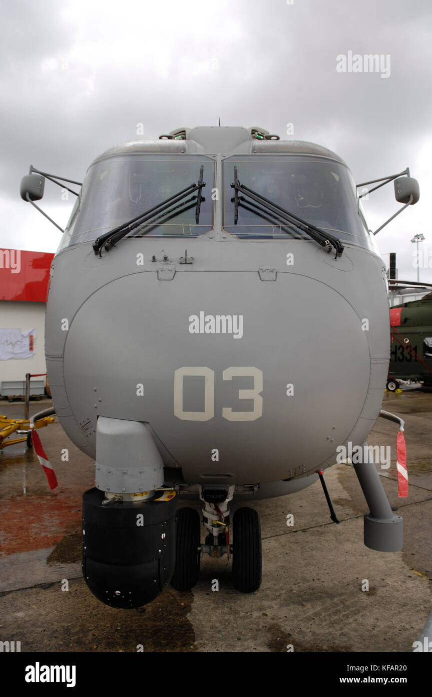 a nose of an Agusta Westland EH-101 Merlin of the Italy - Navy parked in the static-display at the Paris AirShow 2007 Salon-du-Bourget Stock Photo