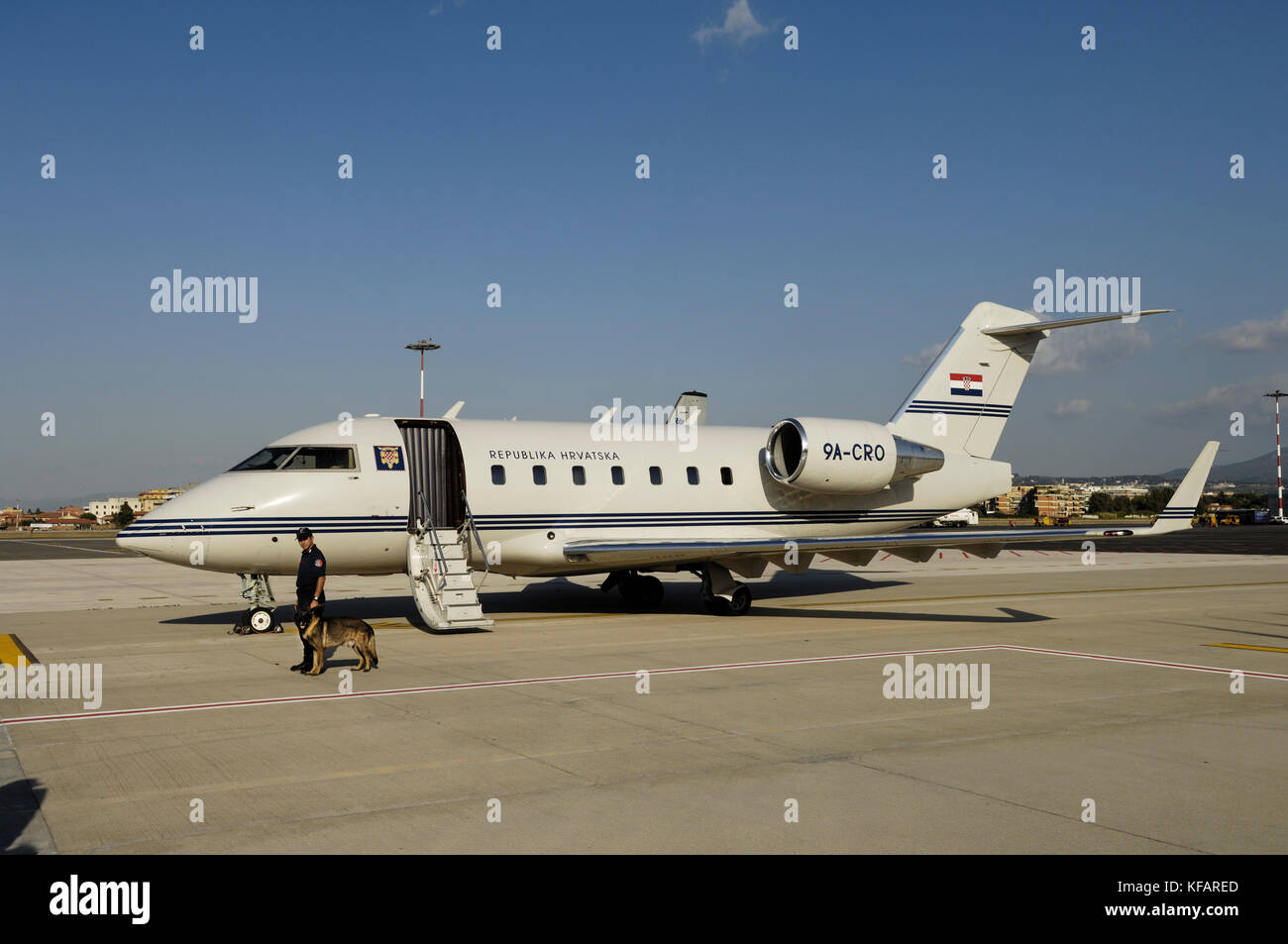 the Government Flight Service of the Republic of Croatia Bombardier Challenger 604 parked on the apron Stock Photo