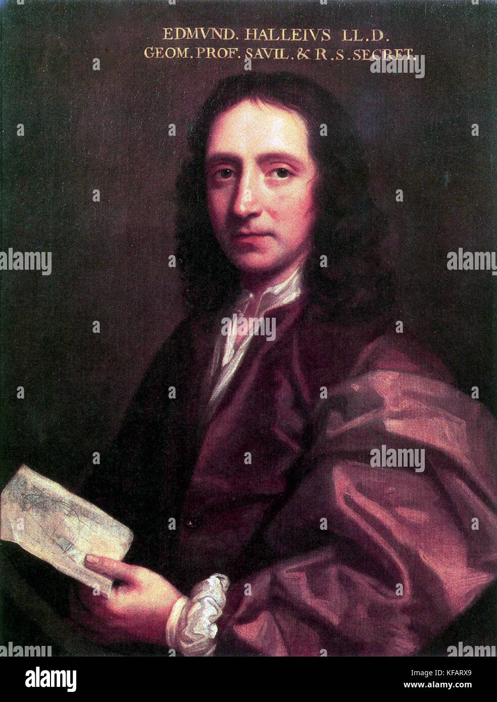 Edmond Halley, Portrait of Edmond Halley 1687 Stock Photo