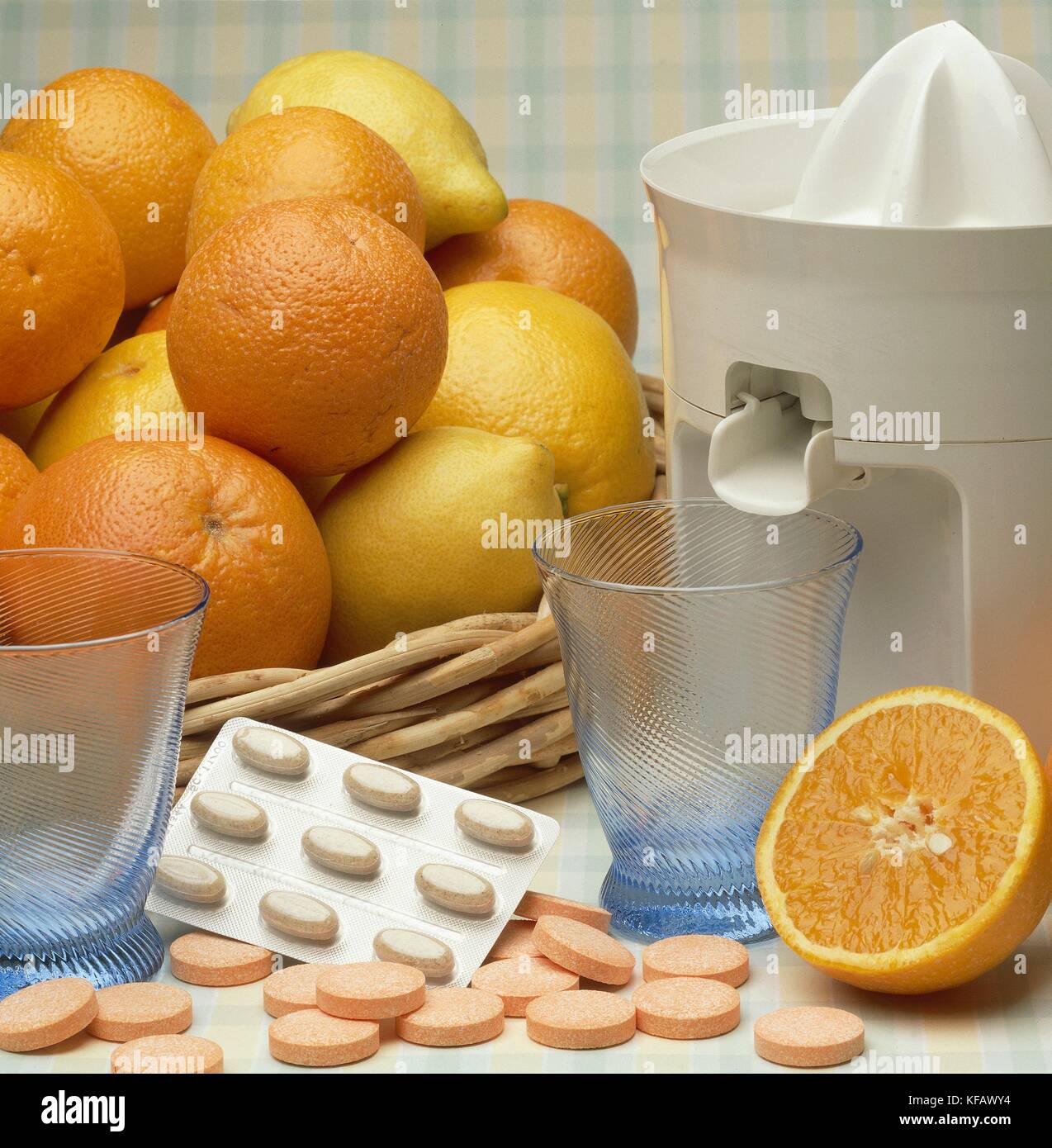 Still Life, Food And Nutrition Source Of Vitamin C Stock Photo