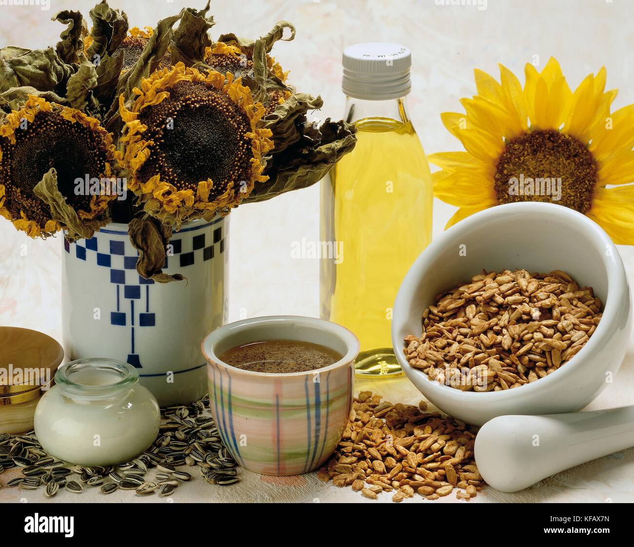 Still life, Use of sunflower (Helianthus annuus) Stock Photo