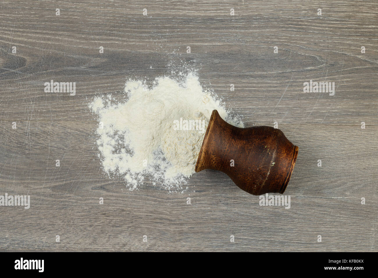 Flour scattered on the table Stock Photo