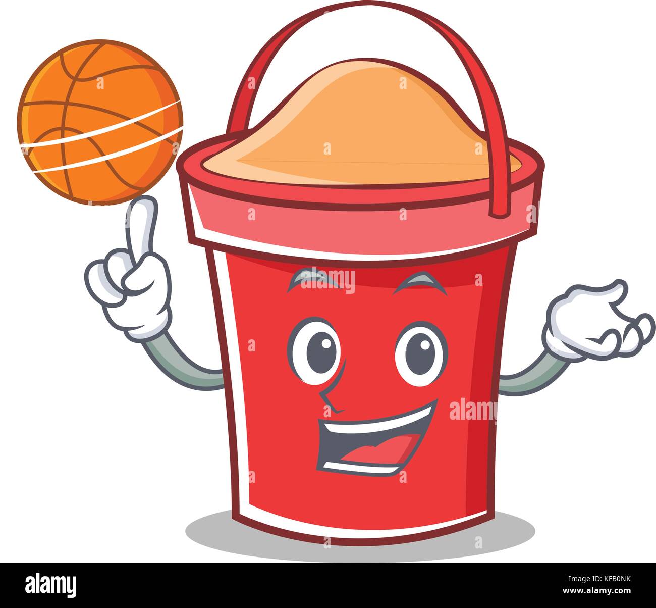 With basketball bucket character cartoon style Stock Vector Image & Art