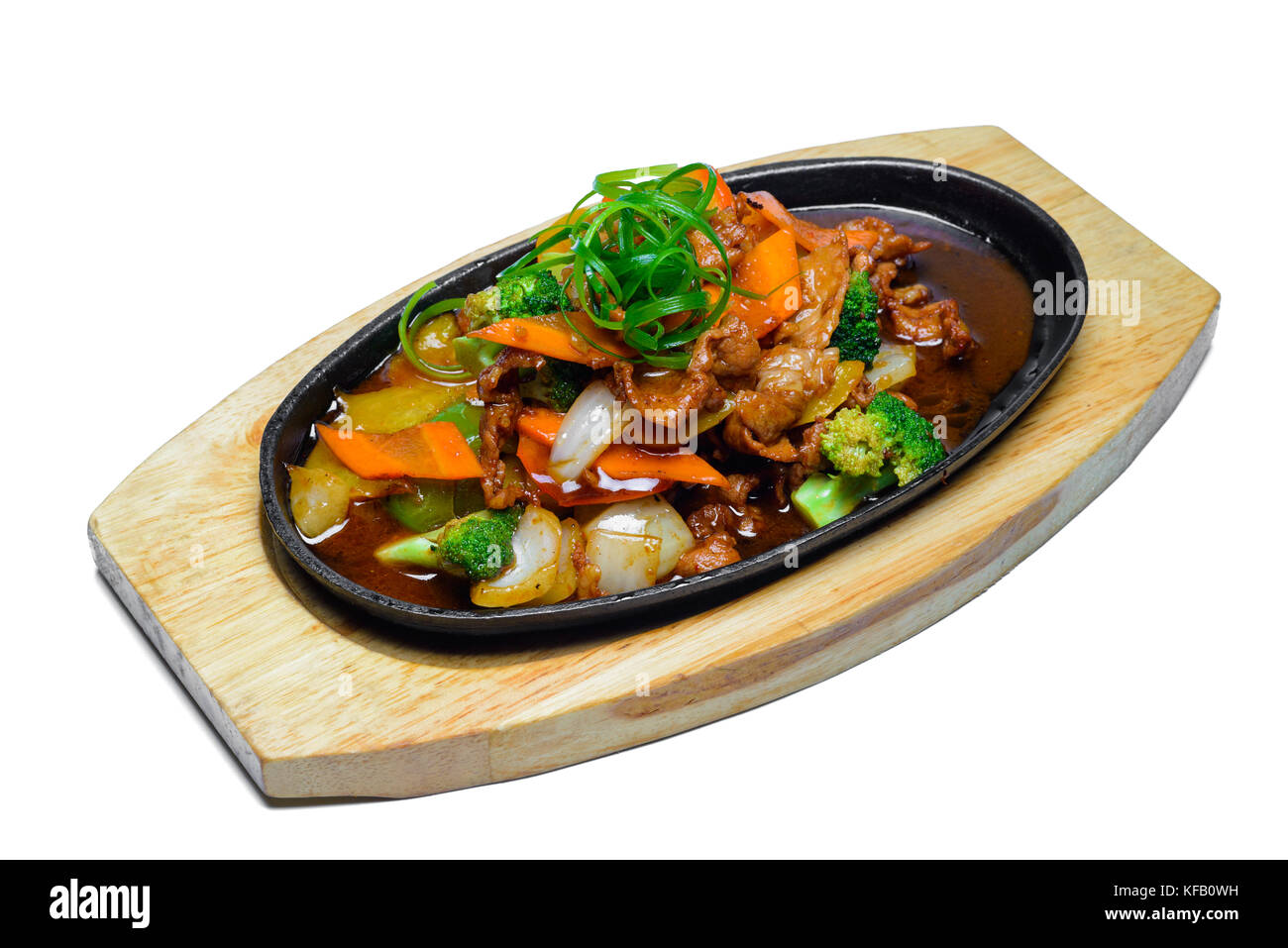 Korean meat on a wooden cutting board Stock Photo
