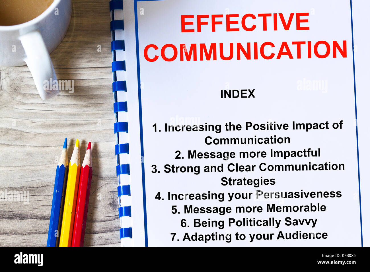 Effective communication concept complete with topics on a cover sheet